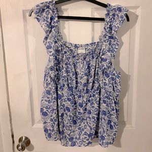 Ladies blue and white sun top